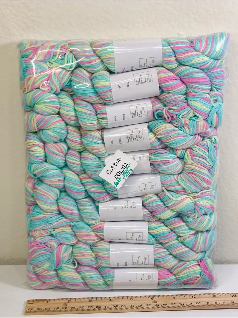 10 NEW (~500g total, ~50g ea.) 100% Cotton Variegated Hanks in  Salt Water Taffy